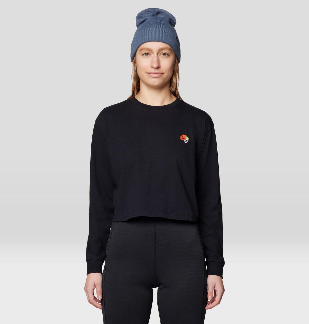 Chandail manches longues Tri-Color Logo Crop - Femme