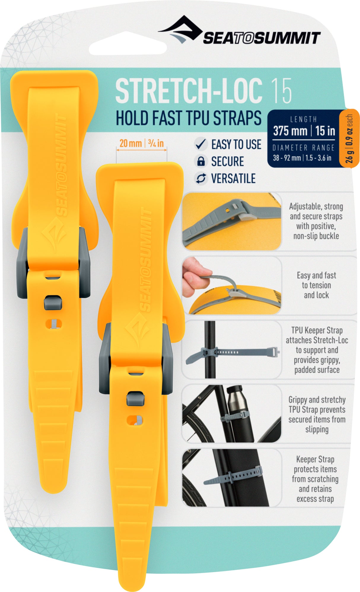 Accessoire de sac Stretch-Loc TPU Straps 15" x 3/4" (2 packs)