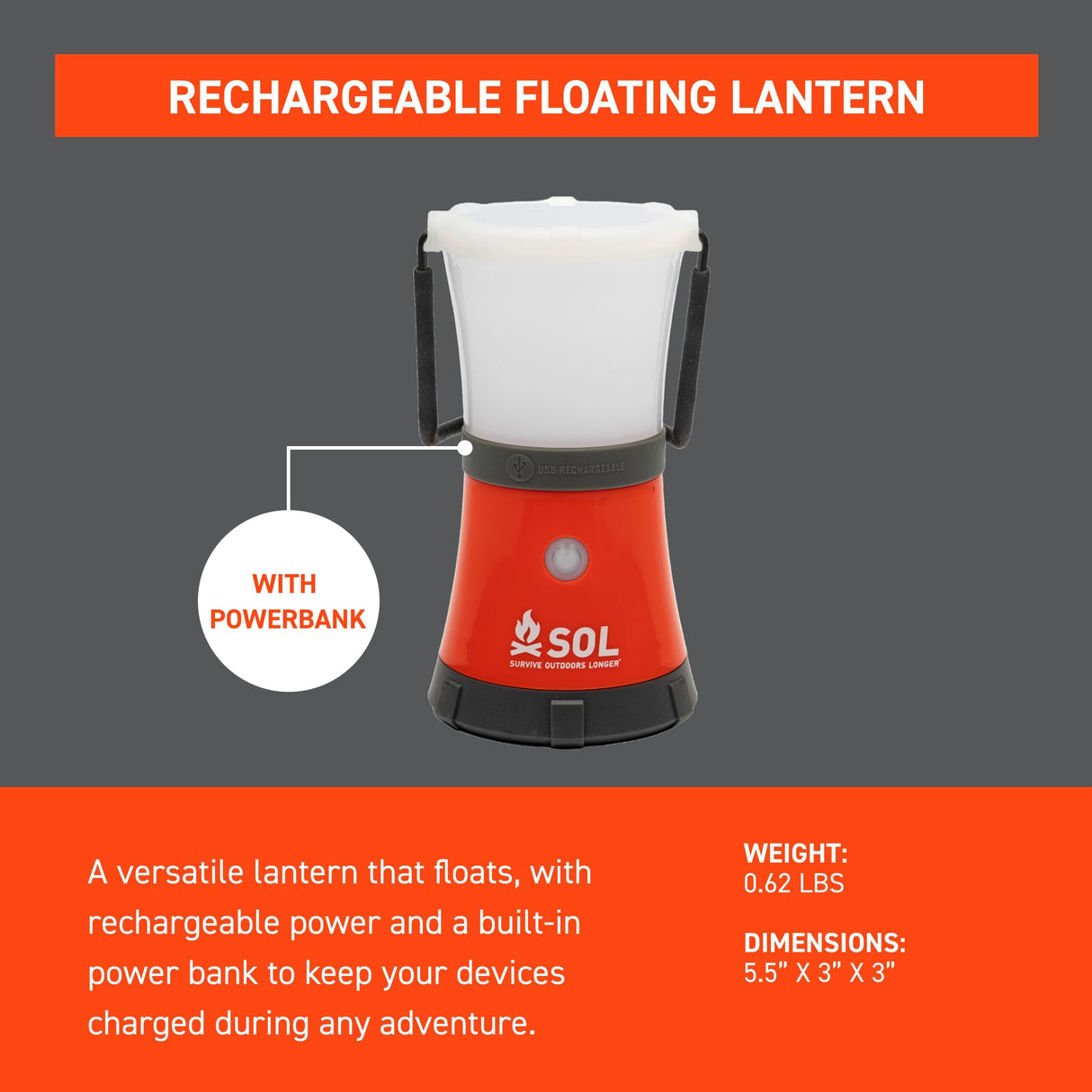 Rechargeable Floating Lantern With Power Bank